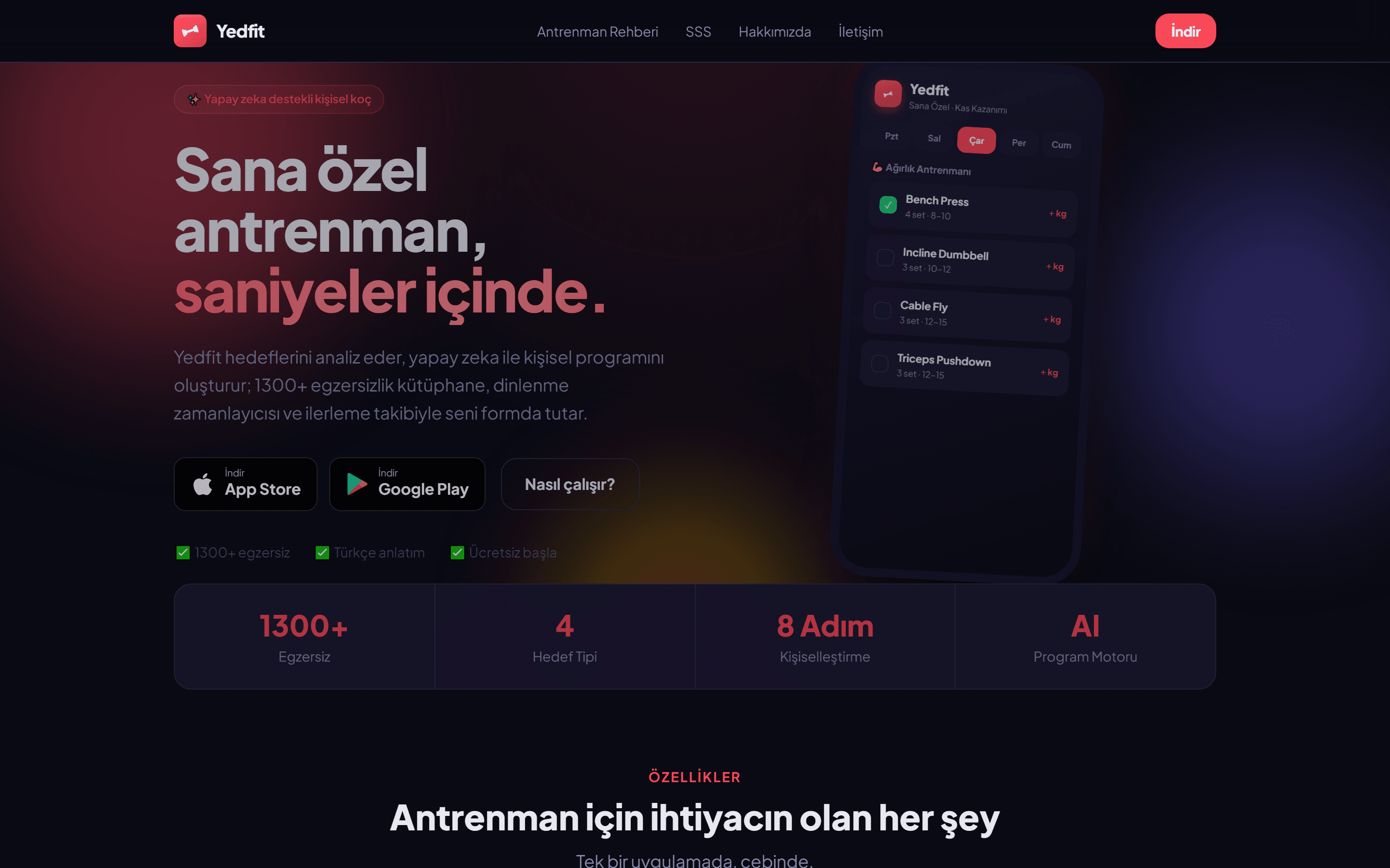 Yedfit — Yapay Zekâ Destekli Antrenman Koçu