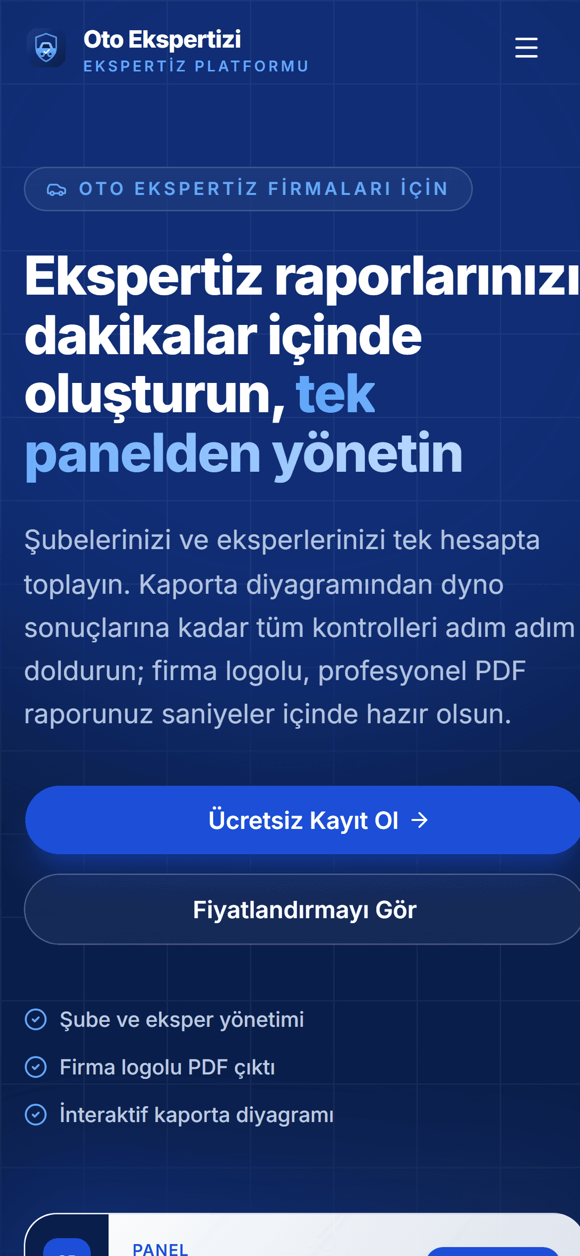 Oto Ekspertizi — Ekspertiz Rapor Platformu — mobil görünüm