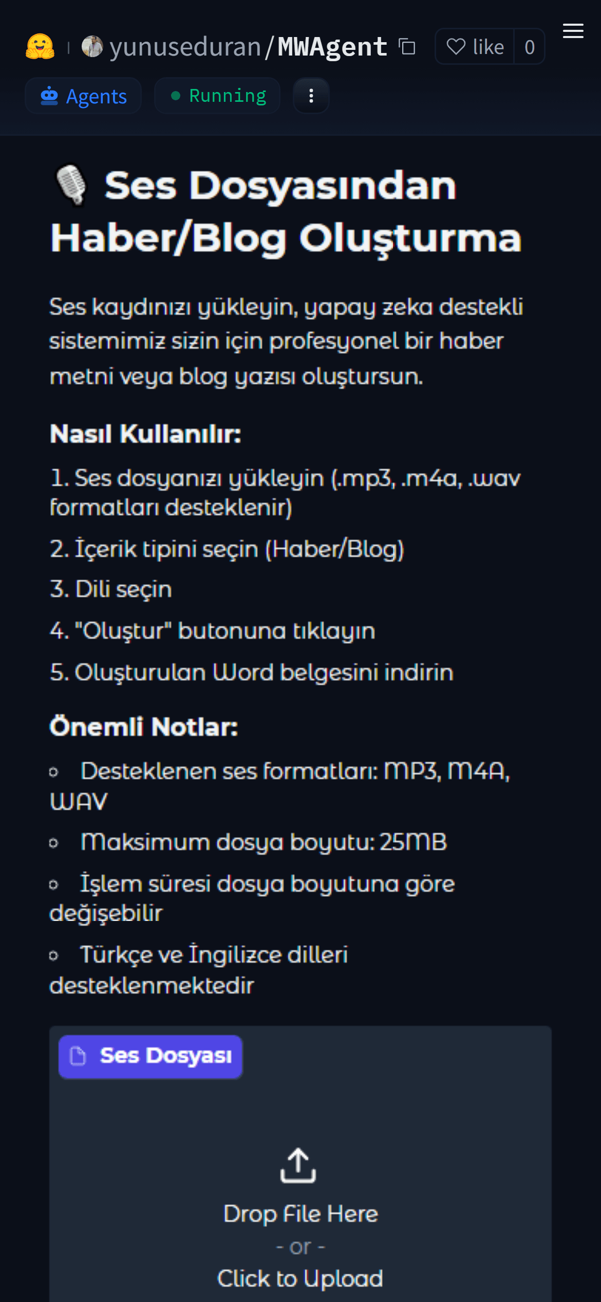 Audio-to-News-Article Agent — mobile view